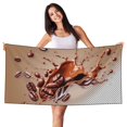thumbnail image 1 of Bingfone Coffee Beans Chocolate Splash Oversized 27.7x55 Inches Beach Towel, Super Absorbent Soft Plush Pool Towel, Bath Towel for Travel Sports Pool Swimming Bath Camping Yoga Girls Women Adults, 1 of 6