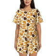 thumbnail image 1 of Bingfone Coffee Bun Hot Dog Print Pajamas Sets for Women Soft Short-Sleeved Pjs with Lounge Shorts Two Piece Sleepwear, 1 of 8