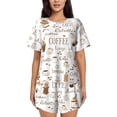thumbnail image 1 of Bingfone Coffee Print Pajamas Sets for Women Soft Short-Sleeved Pjs with Lounge Shorts Two Piece Sleepwear, 1 of 8