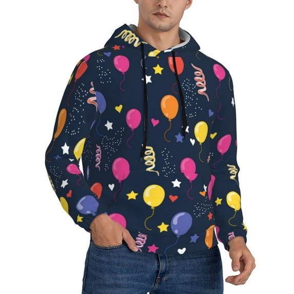 Bingfone Colored Balloons Men'S Drawstring Hoodie Long Sleeve Pocket Sweatshirts-Medium
