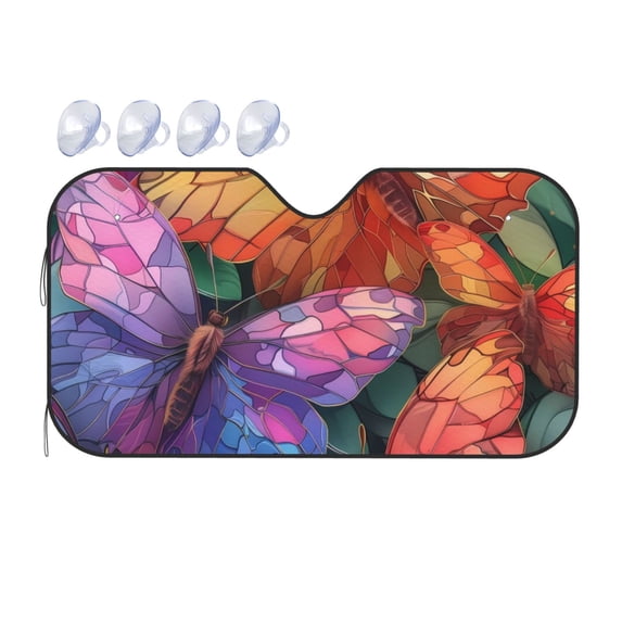 Bingfone Colorful Butterfly Cluster Car Windshield Sunshade,Sun Foldable Sun Shield Sun Visor for Car - Medium