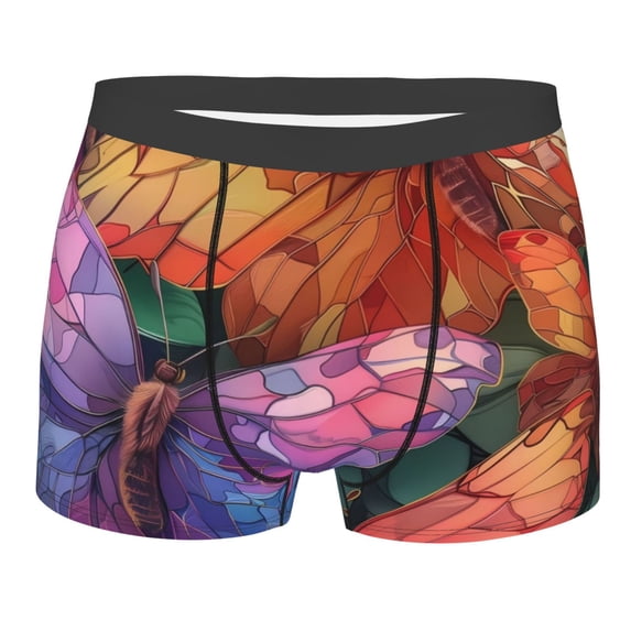 Bingfone Colorful Butterfly Cluster Men's Underwear - Casual Stretch Boxer Briefs-XX-Large