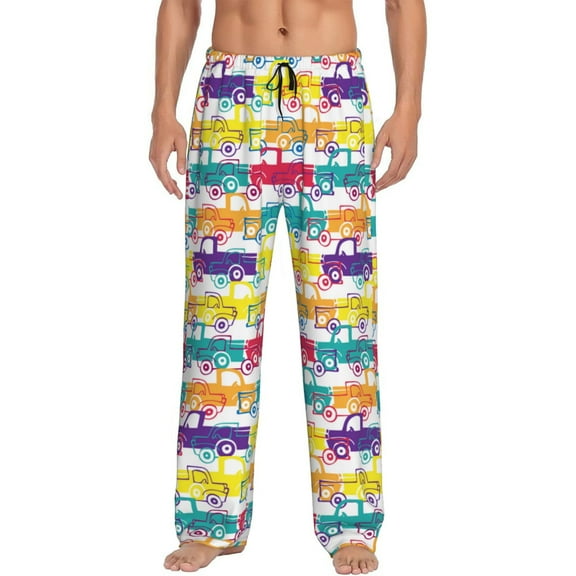 Bingfone Colorful Car Mens All Over Print Sleep Pajama Pants-Large