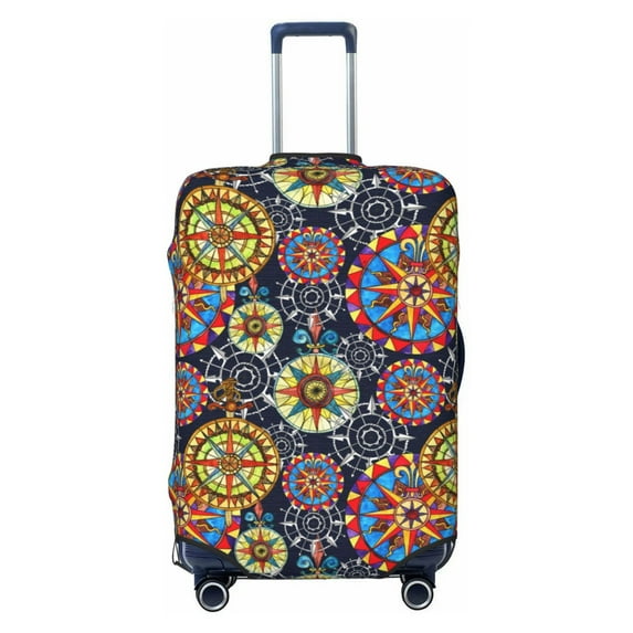 Bingfone Colorful Compasses Luggage Cover Washable Suitcase Cover Protector Anti-scratch Suitcase cover Fits 18-32 Inch Luggage (No luggage included)