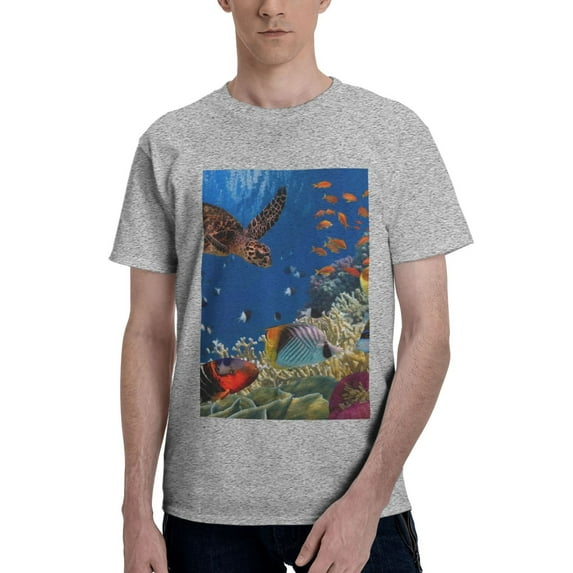 Bingfone Colorful Coral Reef Men'S Loose Fit Short-Sleeve Pocket T-Shirt