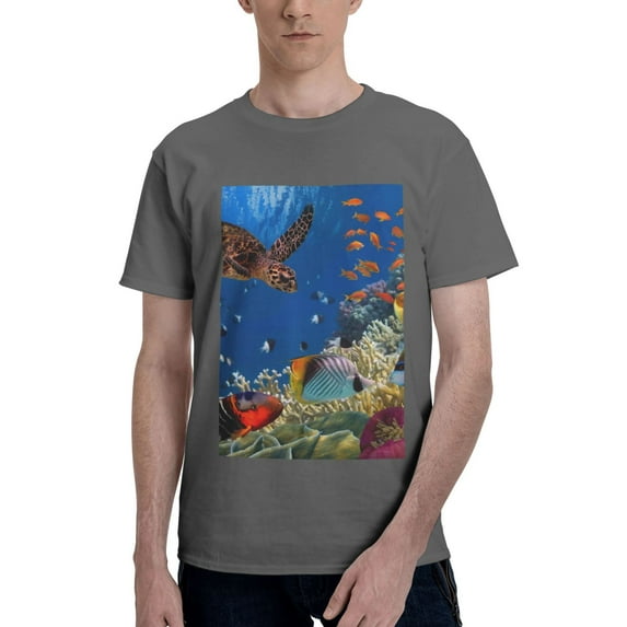 Bingfone Colorful Coral Reef Men'S Loose Fit Short-Sleeve Pocket T-Shirt
