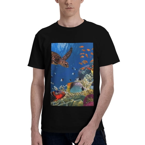Bingfone Colorful Coral Reef Men'S Loose Fit Short-Sleeve Pocket T-Shirt