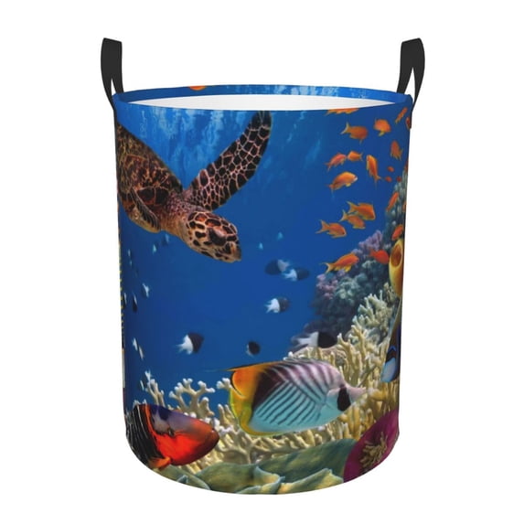 Bingfone Colorful Coral Reef Waterproof Foldable Laundry Hamper Bucket With Handles For Storage Bin,Clothes Hamper (Medium)