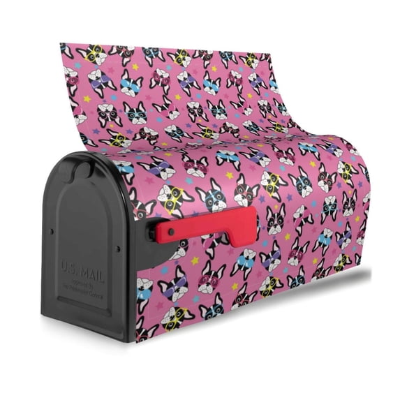 Bingfone Colorful Cute French Bulldog Magnetic Mailbox Cover Standard Size for Garden Yard Outdoor Decorations-25.5x21 in