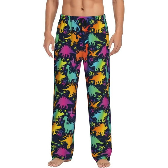 Bingfone Colorful Dinosaur Mens All Over Print Sleep Pajama Pants-XX-Large