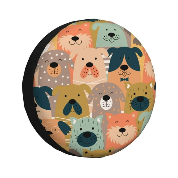 Bingfone Colorful Dogs Spare Tire Cover Weatherproof Universal Wheel Protectors For Rv Camper Travel Trailer Suv Truck 17 Inch