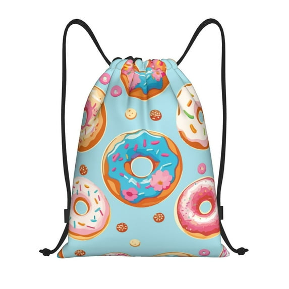 Bingfone Colorful Donut Drawstrings Backpacks Bags for Men Women Gym Drawstrings Bag-Small