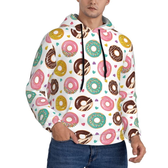 Bingfone Colorful Donuts Men's Drawstring Hoodie Long Sleeve Pocket Sweatshirts-XX-Large