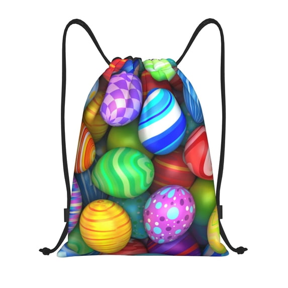 Bingfone Colorful Easter Eggs1 Drawstrings Backpacks Bags For Men Women Gym Drawstrings Bag