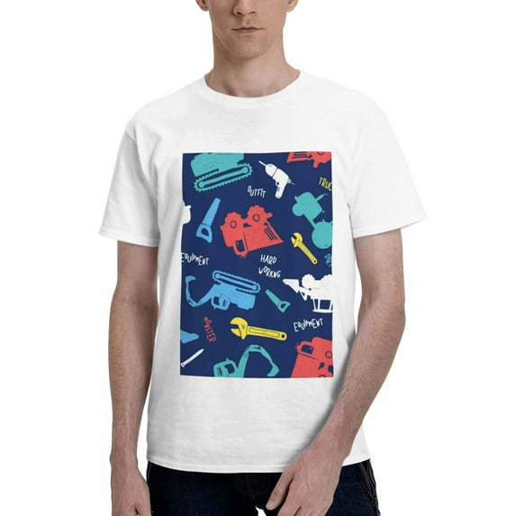 Bingfone Colorful Excavator Men'S Loose Fit Short-Sleeve Pocket T-Shirt