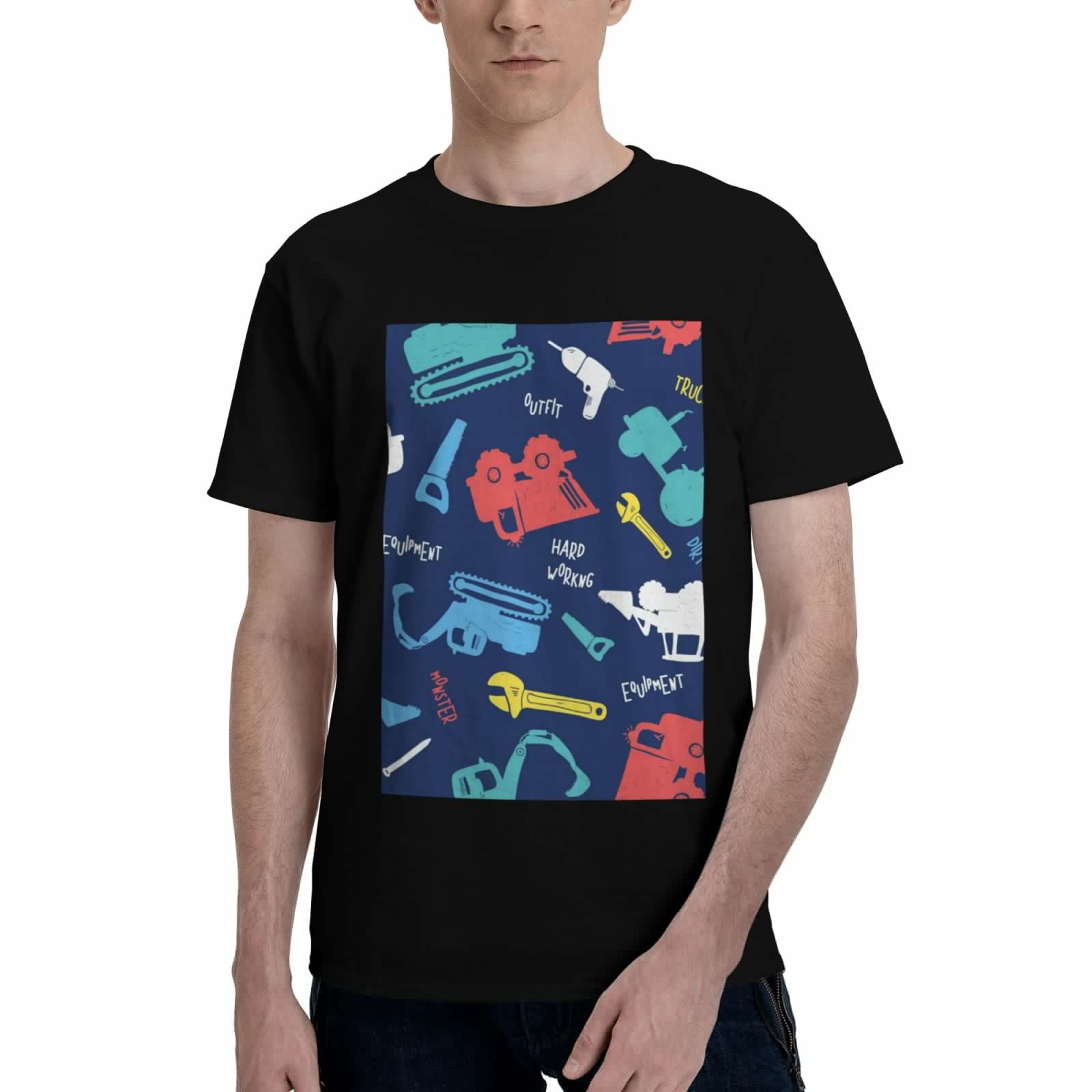 thumbnail image 1 of Bingfone Colorful Excavator Men'S Loose Fit Short-Sleeve Pocket T-Shirt, 1 of 7