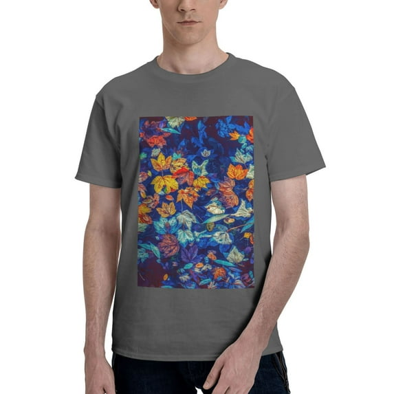 Bingfone Colorful Fall Leaves Men'S Loose Fit Short-Sleeve Pocket T-Shirt