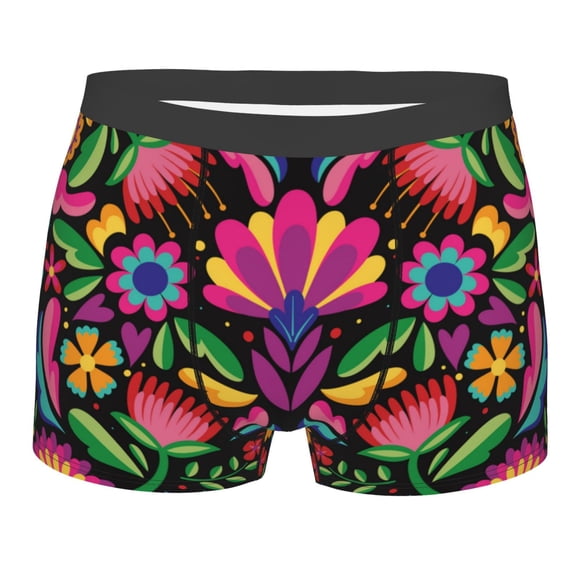 Bingfone Colorful Floral Embroidery Mexican Men'S Underwear - Casual Stretch Boxer Briefs-Medium