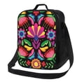 thumbnail image 1 of Bingfone Colorful Floral Embroidery Mexican Reusable Insulated Lunch Bag Cooler for Work School Picnic or Travel, 1 of 9