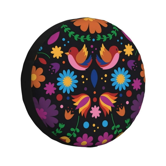 Bingfone Colorful Floral2 Spare Tire Cover Weatherproof Universal Wheel Protectors For Rv Camper Travel Trailer Suv Truck 15 Inch