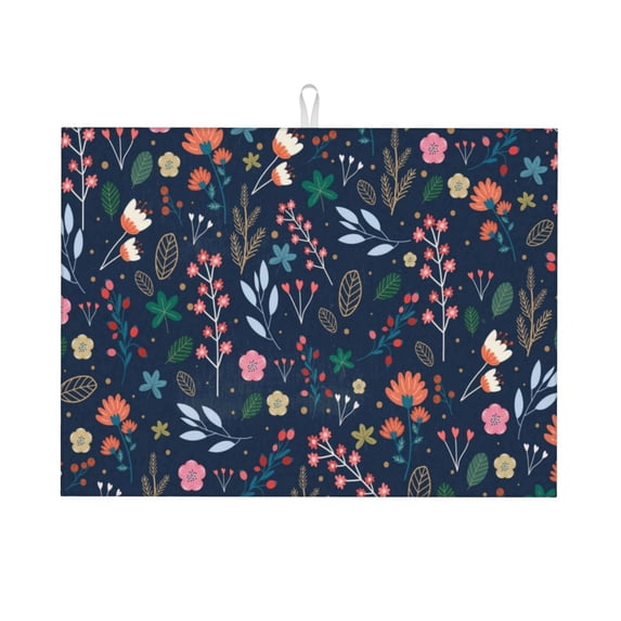 Bingfone Colorful Flowers ,18" X 24"Dish Drying Mat For Kitchen Counter,Ultra Absorbent Microfiber