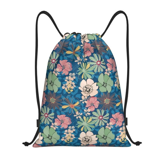 Bingfone Colorful Flowers Drawstrings Backpacks Bags for Men Women Gym Drawstrings Bag-Medium