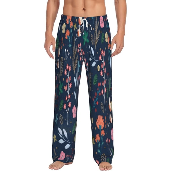 Bingfone Colorful Flowers Mens All Over Print Sleep Pajama Pants-Large