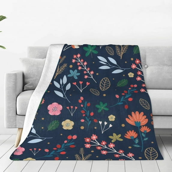 Bingfone Colorful Flowers Print Flannel Fleece Blanket Throw Blanket For Bed,Sofa,Couch,Travel,Camping(50"X40")