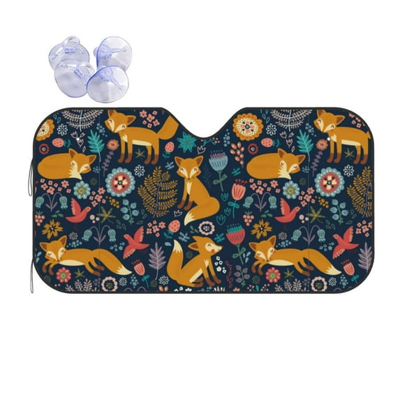 Bingfone Colorful Fox Car Windshield Sun Shade Protector Keep Your Vehicle Cool Sun Shield Visor Cover Foldable-Medium