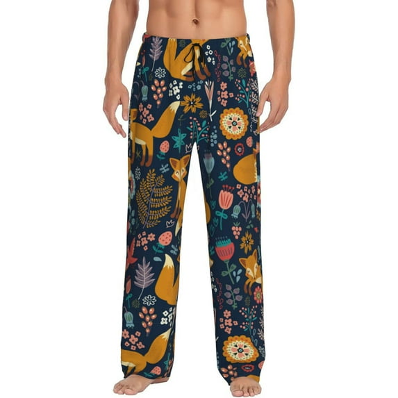 Bingfone Colorful Fox Mens All Over Print Sleep Pajama Pants-X-Large