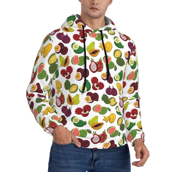 Bingfone Colorful Fruits Men's Drawstring Hoodie Long Sleeve Pocket Sweatshirts-Small