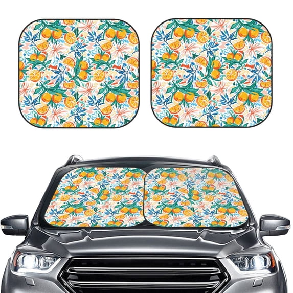 Bingfone Colorful Fruits Windshield Sun Shade 2-Piece Foldable Car Front Window Sunshade for Most Sedans SUV Truck-Small
