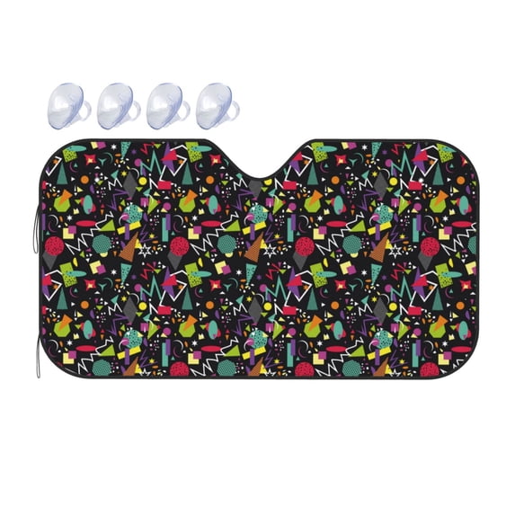 Bingfone Colorful Geometric Figures Car Windshield Sunshade,Sun Foldable Sun Shield Sun Visor for Car - Small