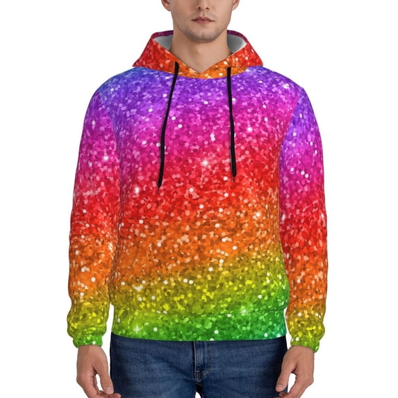 Bingfone Colorful Glitter Men'S Drawstring Hoodie Long Sleeve Pocket Sweatshirts-Medium