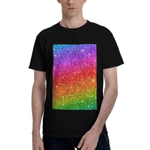 Bingfone Colorful Glitter Men'S Loose Fit Short-Sleeve Pocket T-Shirt