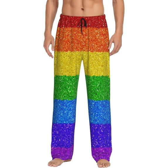 Bingfone Colorful Glitter Rainbow Mens All Over Print Sleep Pajama Pants-Xx-Large