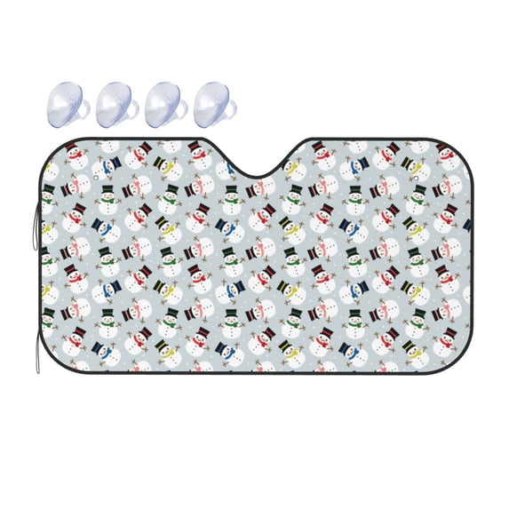 Bingfone Colorful Hat Snowman Car Windshield Sunshade,Sun Foldable Sun Shield Sun Visor for Car -