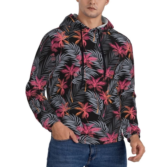 Bingfone Colorful Hawaii Palms Men's Drawstring Hoodie Long Sleeve Pocket Sweatshirts-XX-Large