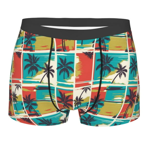 Bingfone Colorful Hawaii Palms Men's Underwear - Casual Stretch Boxer Briefs-Large