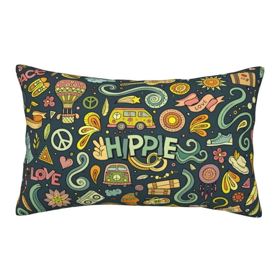 Bingfone Colorful Hippie Standard Size Pillowcase, Long Staple Pure Cotton Envelope Closure Pillow Cover,14"X20"