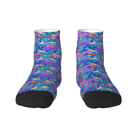 Bingfone Colorful Mushrooms Design Patterned Men'S Women'S Casual Cotton Socks