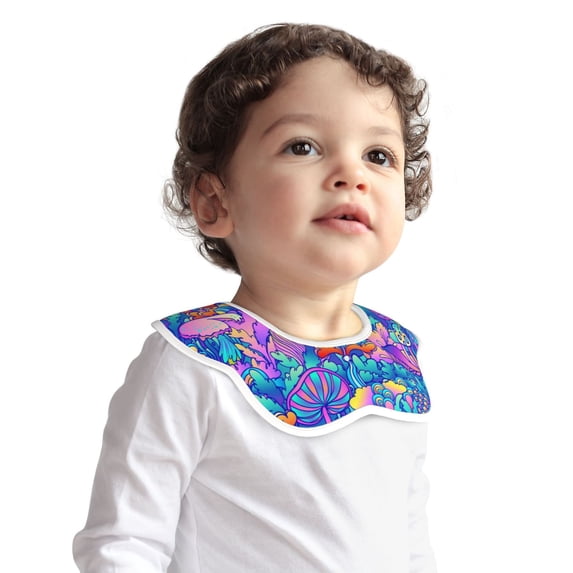 Bingfone Colorful Mushrooms Soft Bibs For Baby Boy Girl 360 Rotate Petal Absorbent Bibs Washable For Drooling Teething