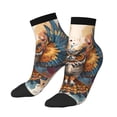 thumbnail image 1 of Bingfone Colorful Owl Tattoo Art Design Patterned Men's Women's Casual Cotton Socks, 1 of 5