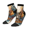 thumbnail image 1 of Bingfone Colorful Owl Tattoo Art Design Patterned Men's Women's Casual Cotton Socks, 1 of 1