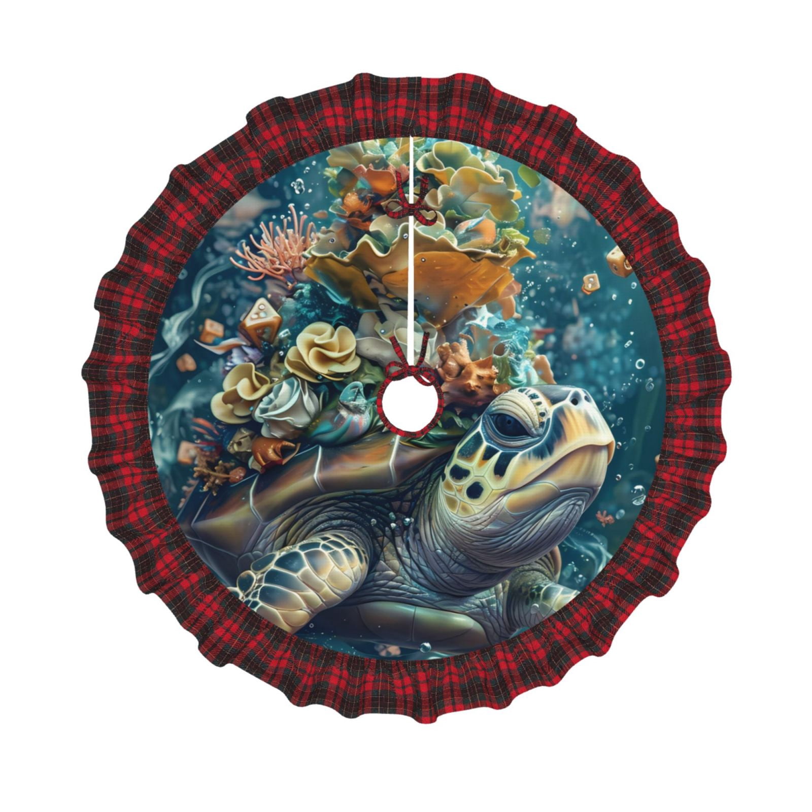 Bingfone Colorful Plant Turtle Christmas Tree Skirt Mat Christmas