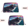 thumbnail image 1 of Bingfone Colorful Plant Wolf Print Leather Makeup Bag, Portable Hand-held Zipper Female Cosmetic Bag Toiletry Bag, Suitable for Home and Travel, 1 of 6
