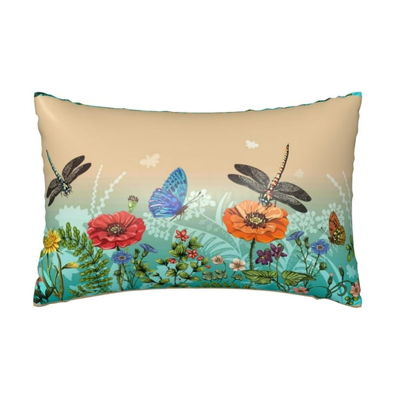 Bingfone Colorful Plants And Insects Print Satin Pillowcase for Hair - Standard Size with Zipper Silky & Soft Pillow Covers,20x30 inches