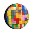 thumbnail image 1 of Bingfone Colorful Plastic Blocks Pattern Spare Tire Cover Weatherproof Universal Wheel Protectors for RV Camper Travel Trailer SUV Truck-14 inch, 1 of 8