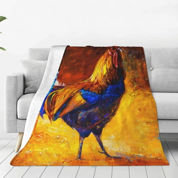 Bingfone Colorful Rooster Print Flannel Fleece Blanket Throw Blanket For Bed,Sofa,Couch,Travel,Camping(50"X40")