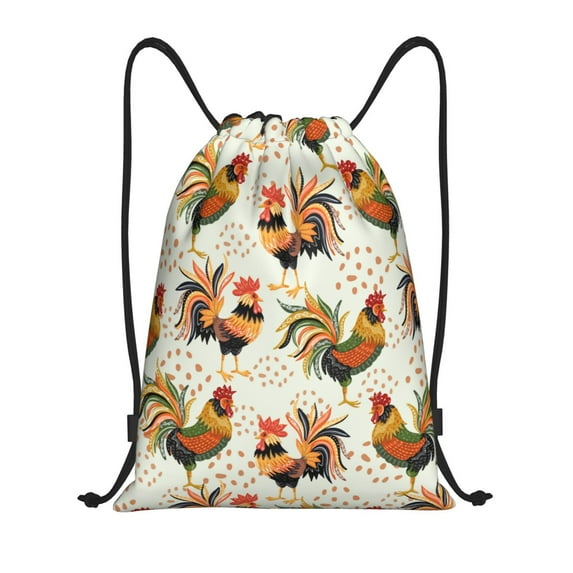 Bingfone Colorful Roosters Drawstrings Backpacks Bags For Men Women Gym Drawstrings Bag